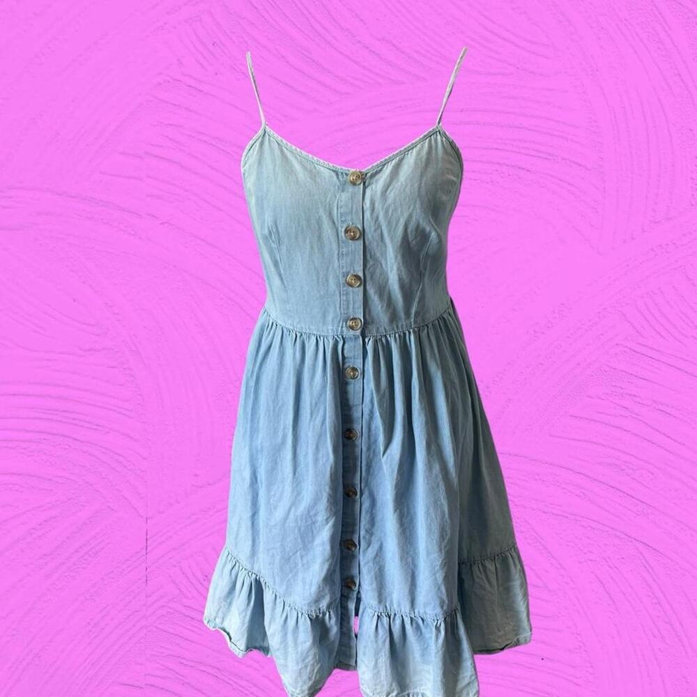 Japna Chambray Button-Front Sundress Light Wash